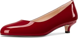 Aachcol Womens Kitten Heels Round Toe Slip On Low Heel Pumps 3.5cm
