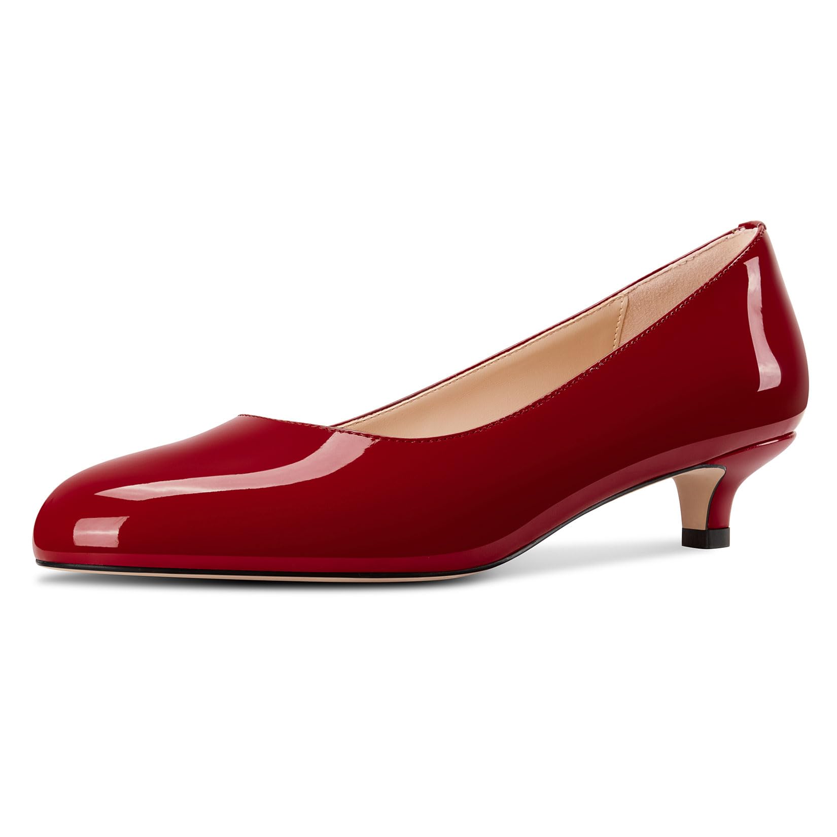 Aachcol Womens Kitten Heels Round Toe Slip On Low Heel Pumps 3.5cm
