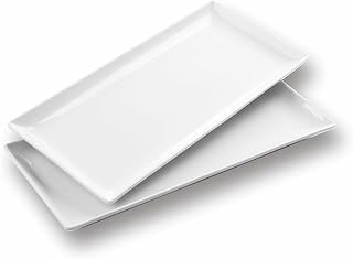 WishDeco Large Serving Trays Set of 2, Ceramic Serving Platters 40 x 19 cm