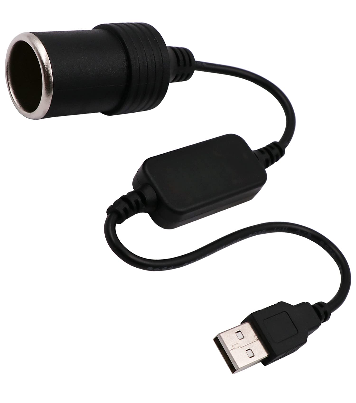 WYMECT USB A Male to 12V Car Cigarette Lighter Socket Female Converter Cable (8W