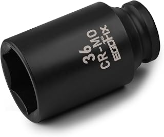 EGOFIX 36mm Socket 1/2" Drive Deep Impact Metric Socket,CR-MO 6 Point for Easy Removal of Axle Nut