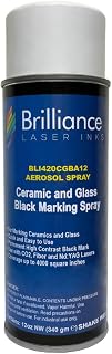 Brilliance Laser Inks Black Ceramic &amp; Glass Laser Marking Spray, 12 Ounces | Anti-clog aerosol; high-contrast, durable finish; CO2, Fiber and YAG compatibility