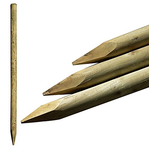 5 Pack - 1.5m (5ft) x 50mm Machined Round Wooden Treated Fence Posts Stakes Wood