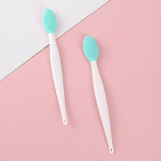 Double Sided Silicone Facial Cleansing Brush, Blackhead Remover Exfoliating Tool for Deep Pore Cleansing and Gentle Skin Massage (Green)