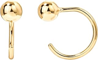 PAVOI Small Half Hoop Earrings, 14K Gold Plated Backless Earrings for Women