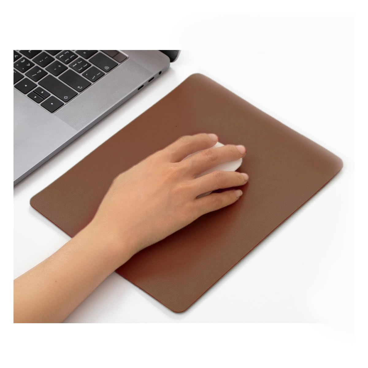 Leather Mouse Pad Non-Slip Washable Waterproof Computer Mouse Pad (Dark Brown)