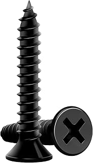 Wood Screws 1 Inch, 130PCS, FIXLINK #8 x 1“ Flat Head Black Screws | E-Coated Finish, Rust Resistant, Self-Tapping, Sharp Point, Phillips Head, High-Hardness Screws for Woodworking & Home Repair