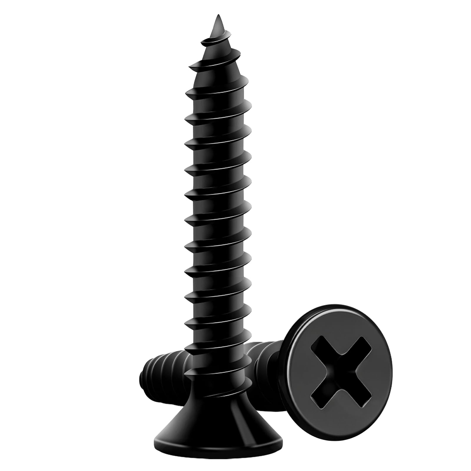 Wood Screws 1 Inch, 130PCS, FIXLINK #8 x 1“ Flat Head Black Screws | E-Coated Fi