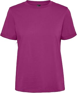 VERO MODA Basic Crewneck T-Shirt with Pleat to the Sleeves.