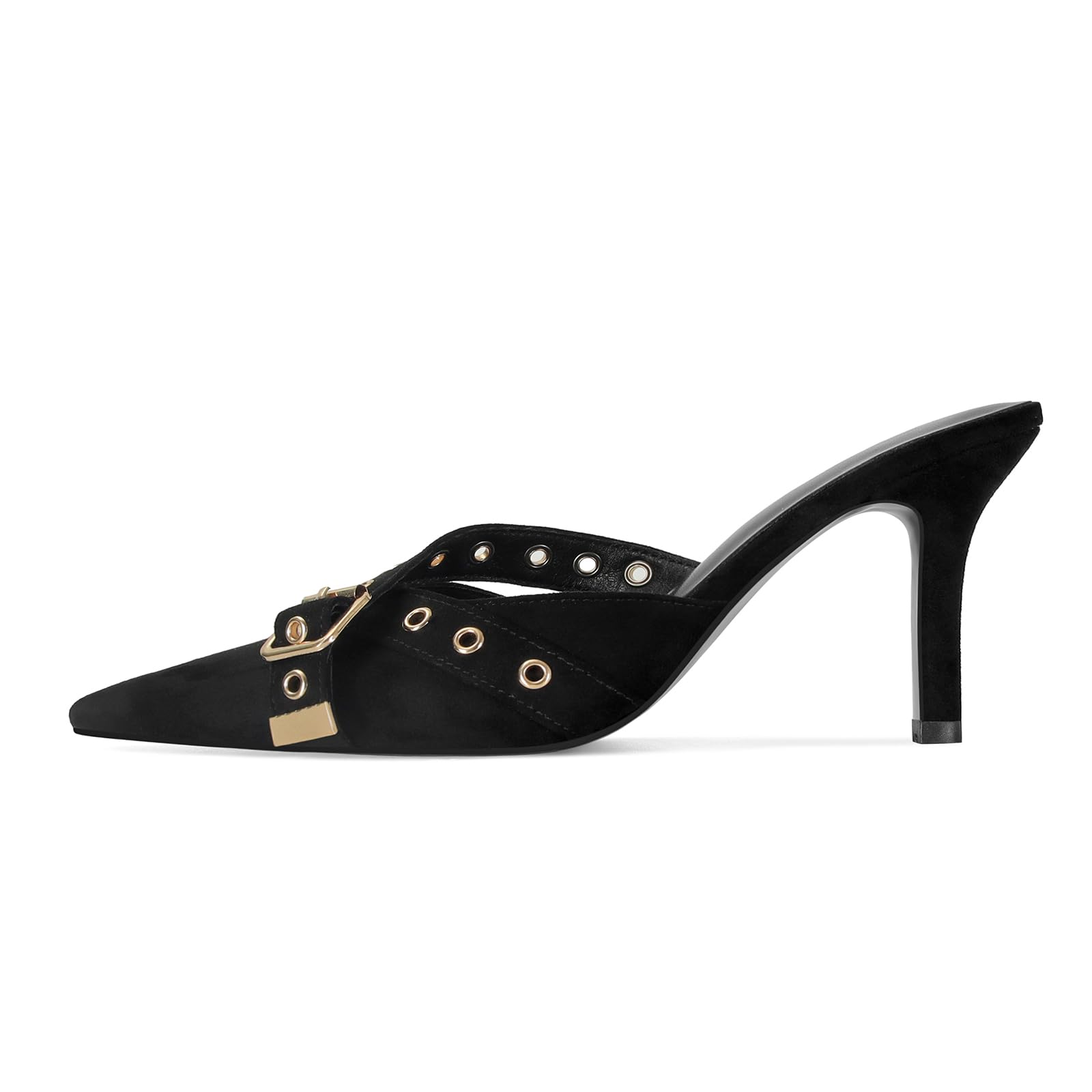 Black Kitten Heels for Women Pointed Closed Toe Dressy Bow Heel Vintage Heeled M