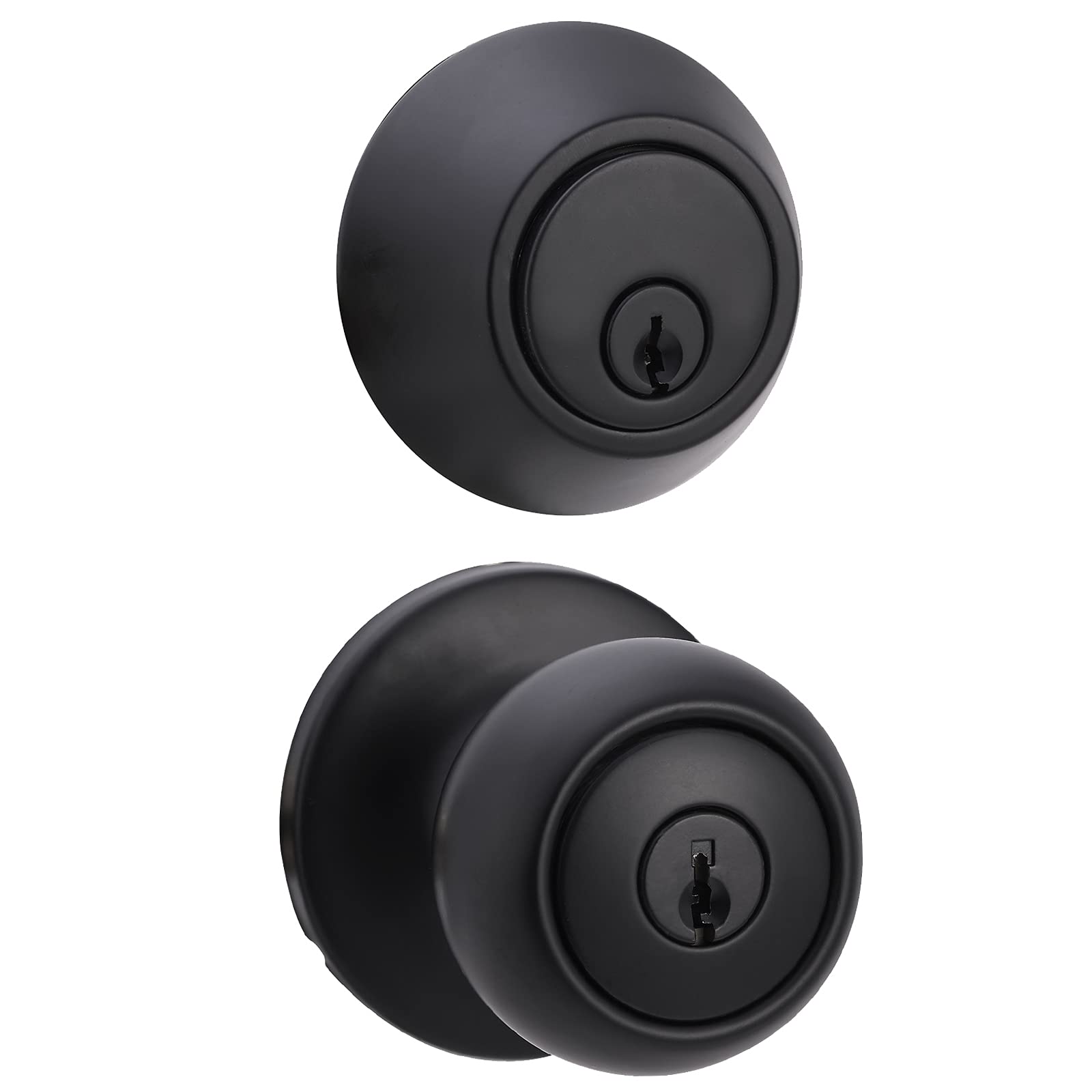 Amazon Basics Exterior Door Knob with Key Lock and Deadbolt, Keyed Alike, Coasta