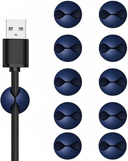 Cable Clips, Cord Holder, Adhesive Cord Clips, Wire Holder for Cable Management, Phone Charger, Desk, Wall, Nightstand and Office, Blue 10 PCS