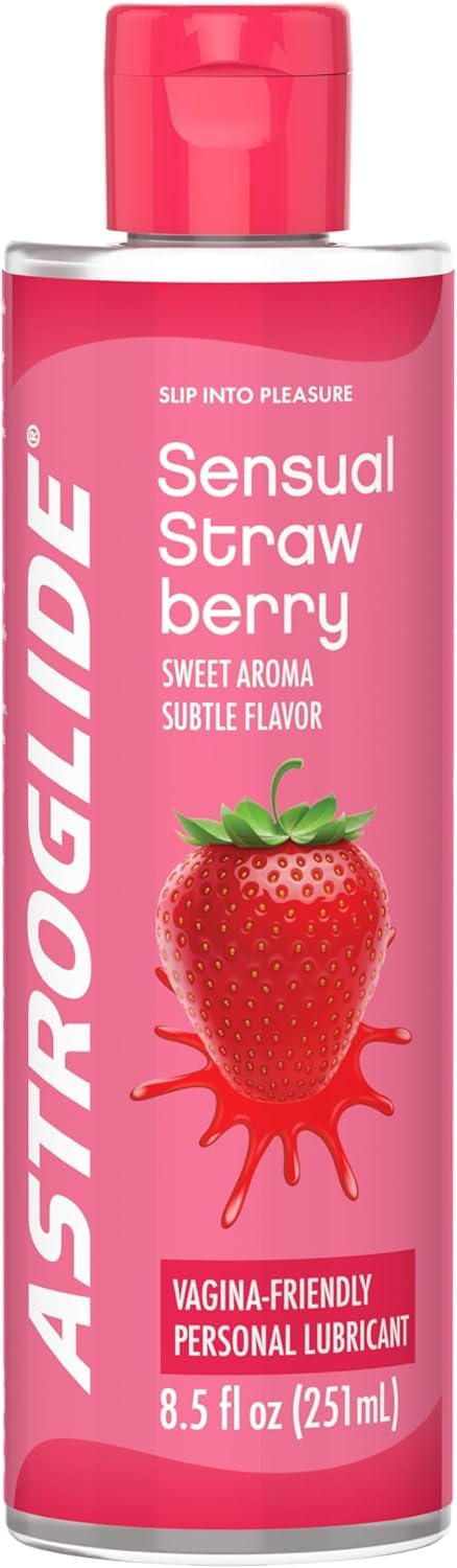 ASTROGLIDE Strawberry Flavored Edible Lubricant, Hypoallergenic, 8.5 Fl Oz | Del