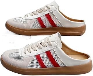 Geerta Women's Fashionable Contrast Mesh Design Lace Up Walking Shoes, Casual Slides Breathable Comfortable Sports Shoes, Female All-Match Round Toe Slip On for Daily Wear Girl