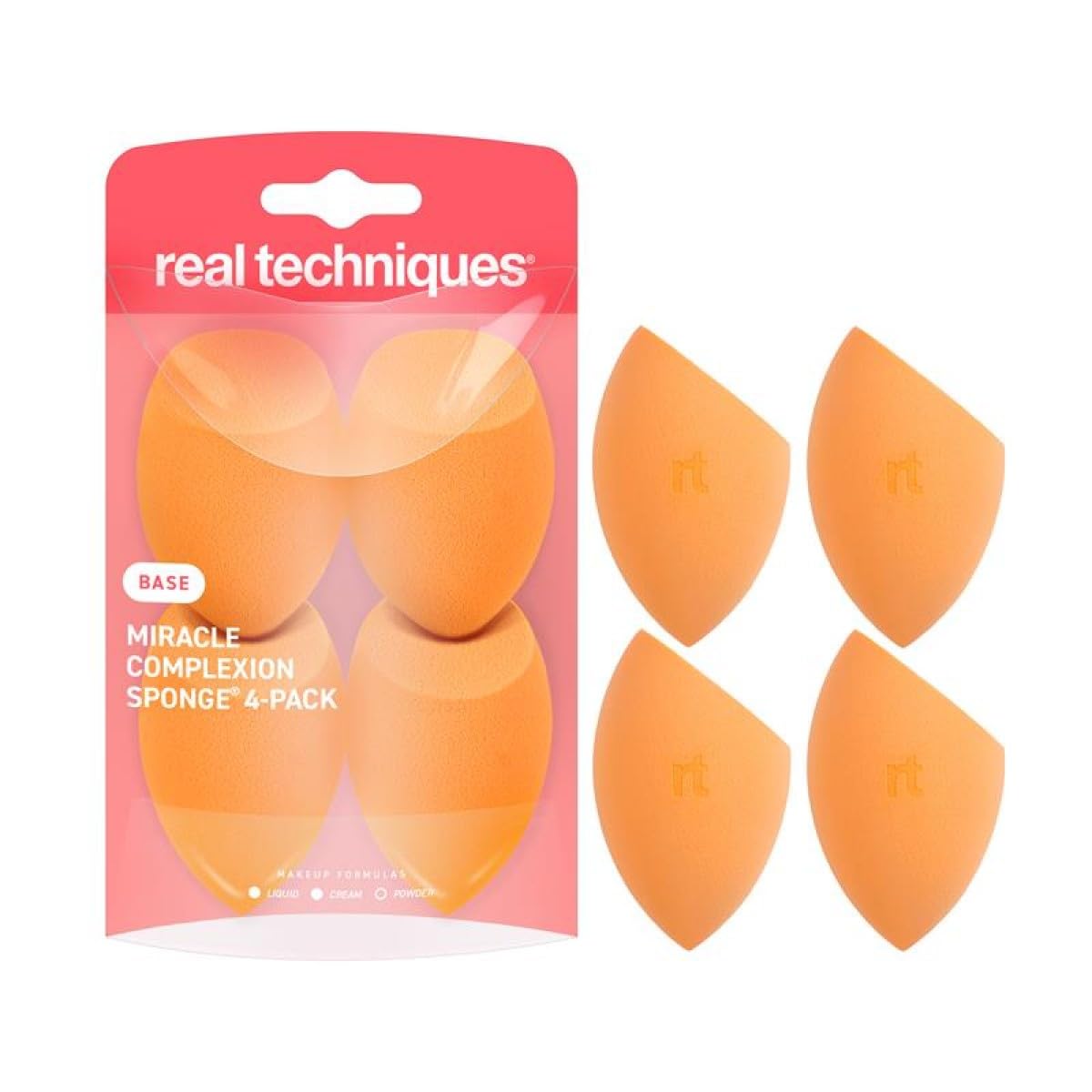 Real Techniques Miracle Complexion Sponge, 4 Pack, Makeup Blending Sponges | Mak