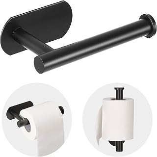 JOPOFI Toilet Paper Holder - Adhesive Toilet Paper Holder - Matte Black | Toilet Paper Holder Wall Mount for Bathroom,Stainless Steel Command Strip Toilet Paper Roll Holder Stick On Wall,No Drilling