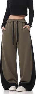 EMMIOL Pantaloni della tuta larghi da donna Y2K, pantaloni da jogging a vita alta a gamba larga, elasticizzati, atletica, casual, streetwear
