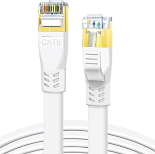 DDMALL CAT 8 Cable, 6 Metres, High-Speed 40 Gbps, 2000 MHz, SSTP Cat 8 Flat Patch Cable, Gigabit Internet LAN Network Cable with Gold-Plated RJ45 Connector for Gaming, Modem, Router, Xbox, PC (6 m,