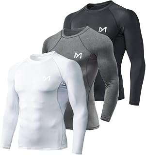 MEETYOO Men's Compression Long Sleeve Shirt Moisture Wicking for Gym