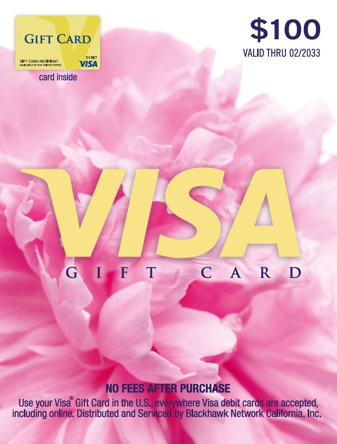 Visa Physical Gift Card $100 (plus $5.95 Purchase Fee)
