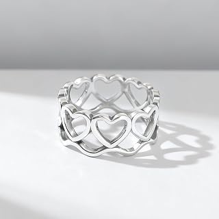 1Pcs Vintage Silver Full Circle Love Ring for Women Fine Jewelry for Valentine's Day Birthday Daily Wear