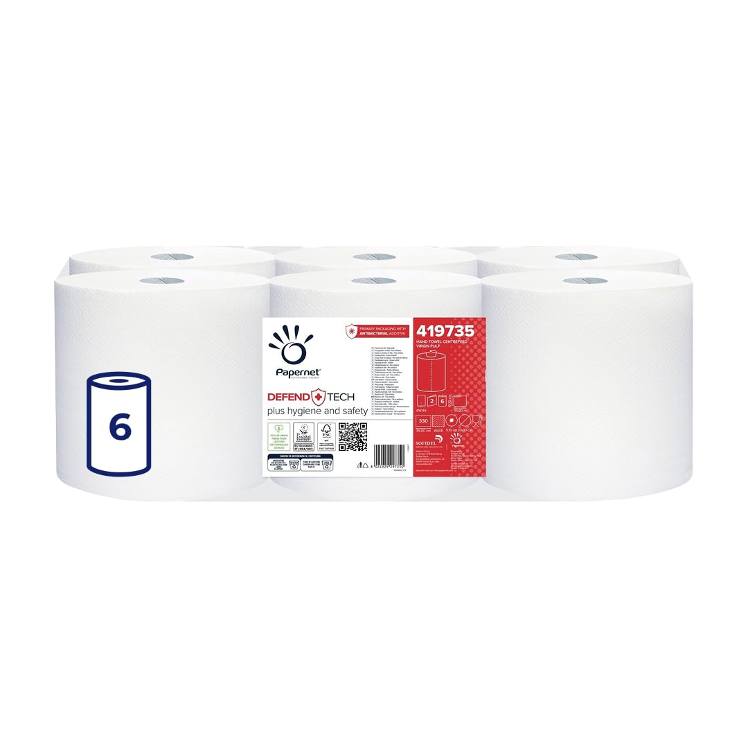 Papernet Defend Tech 6 Rolls of 2 Ply Towels | (419735), 115 m each, 330 pure ce