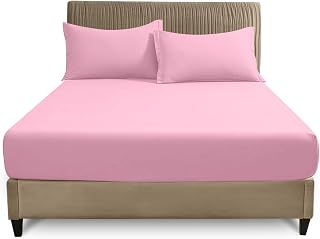 GC GAVENO CAVAILIA Single Fitted Sheet 25cm Deep | Pink Polycotton Bed Sheet | Soft & Breathable Easy Care Bedding with Elastic Corners | Single Mattress Bottom Sheet - (90 x 190 cm)