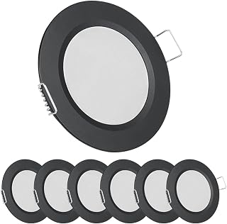 acegoo 12V LED Campervan Recessed Mount Ceiling Light, 2.5W 6 Pack CRI 93 Caravan Boat Downlight Spot Lights for Van Cabin Truck Motorhome Sailboat Under Cabinet Kitchen Bathroom, Black 3000K