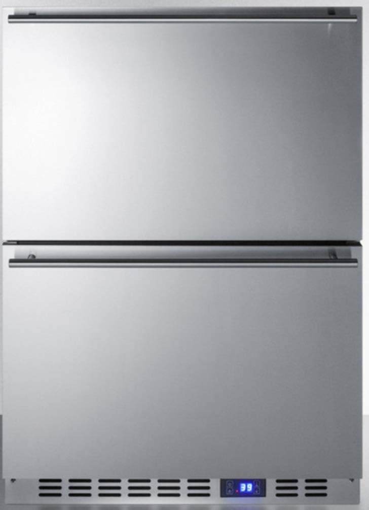 Summit 24" Two Drawer Refrigerator, Stainless Steel - FF642D | 4.26 cu.ft. Capac