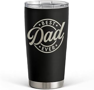 SANDJEST Best Dad Ever Tumbler with Lid - 20oz Insulated Stainless Steel Cup- Coffee Mug for Sport Travel Office, Gift for Father’s Day Birthday