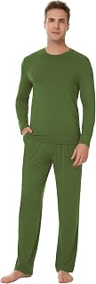 NACHILA Bamboo Viscose Pajamas for Men Long Sleeve PJs Pants with Pockets