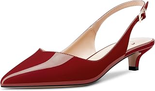 Castamere Women's Low Kitten Heel Lace Toe Cap Slingback Pumps Cute Dress Office Shoes Sandals Sexy 3.5 cm Heels
