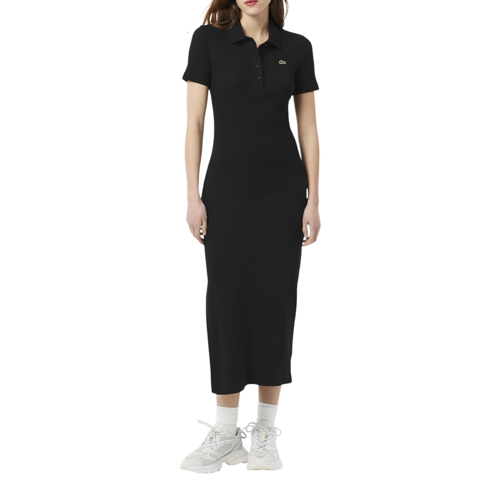 Lacoste Women's Long Ribbed Cotton Polo Dress