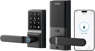 eufy Security Smart Lock C33, Keypad Door Lock with Handle, Built-in Wi-Fi | Fingerprint Door Knob, App Control, Keyless Entry Door Lock for Front Door and Bedroom, Electronic Deadbolt, IP53, Black