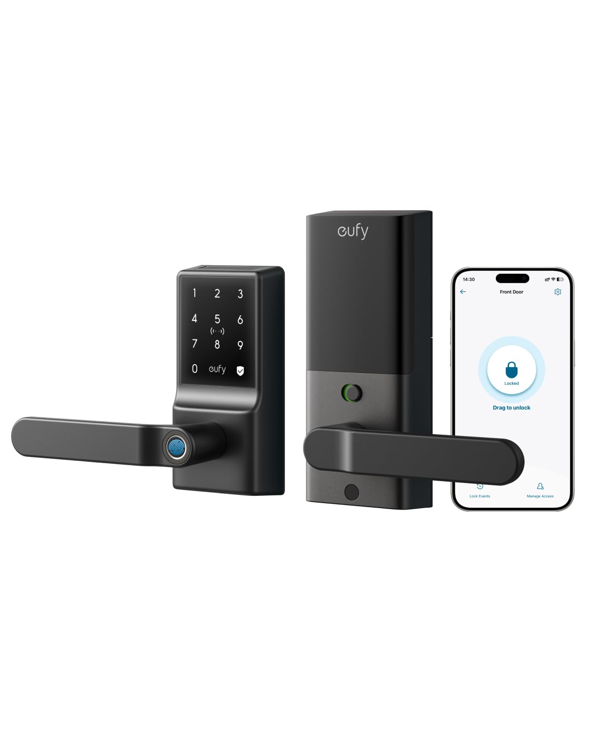 eufy Security Smart Lock C33, Keypad Door Lock with Handle, Built-in Wi-Fi | Fin