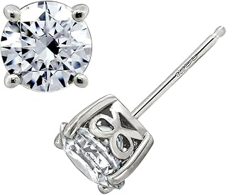 Amazon Essentials Yellow Gold Plated, Platinum or Rose Gold Plated Sterling Silver Infinite Elements Cubic Zirconia Stud Earrings | White, Blue, Green, or Pink Cubic Zirconia