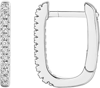 PAVOI CZ Huggie Earrings for Women, White Gold, Size 14 x 10.5 Millimeters