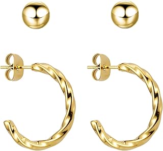 BONNYBIRD® Women's Surgical Steel Earrings - Hypoallergenic & Waterproof Earrings in Silver, Gold & Rose Gold