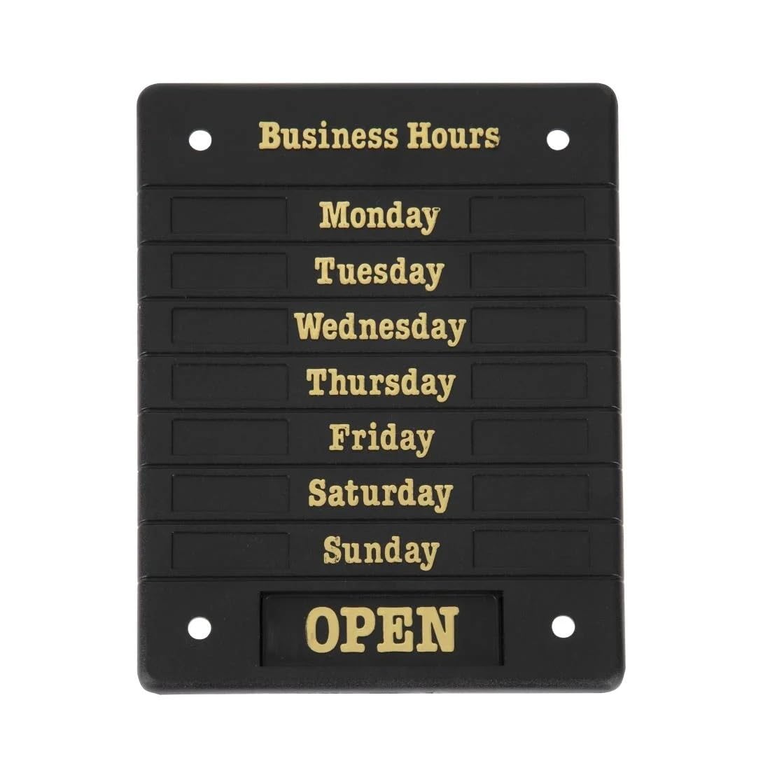 Beaumont Adjustable Opening Hours Display Sign with Suction Pads DL226 | Gold le