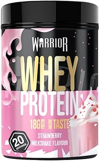 Warrior Whey Protein Powder 500g High Protein Shake | Whey Protein Powder, High Protein Shake, Muscle Growth & Recovery, Low Carb, Low Fat, Low Sugar (Strawberry Milkshake)