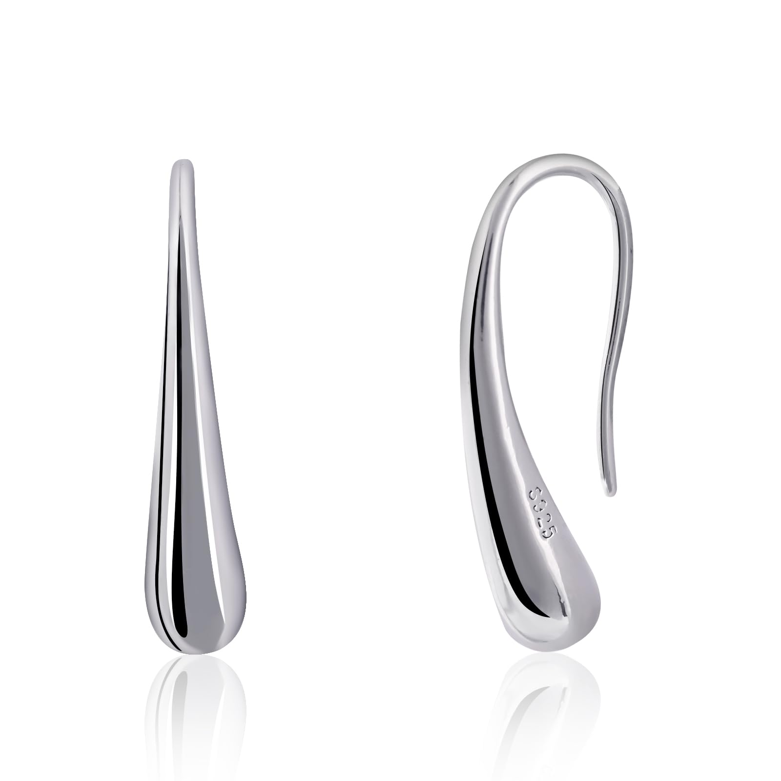 Weviway S925 Sterling Silver Teardrop Pull-Through Earrings, Dangle Drop Design,