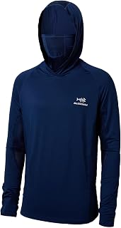Bassdash - Men's Long Sleeve Top with UPF 50+ Protection and Built-in Face Mask, Neck Warmer and Hood, Ideal for Fishing