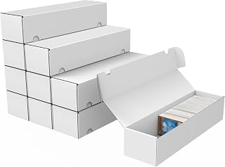 Trading Card Storage Box, 10-Pack 1100 Count White Corrugated Cardboard Box | Bulk Sports Storage Box for TCG/Magic/Mtg Basketball Card, Collectible Trading Cards
