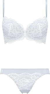 Amo Style 10219788 Daily AMOSTYLE 3/4 Bra & Shorts Set, Lace Rubber, Natural, Comfortable Fit, Hip Hanger Panties, Corded Lace Design