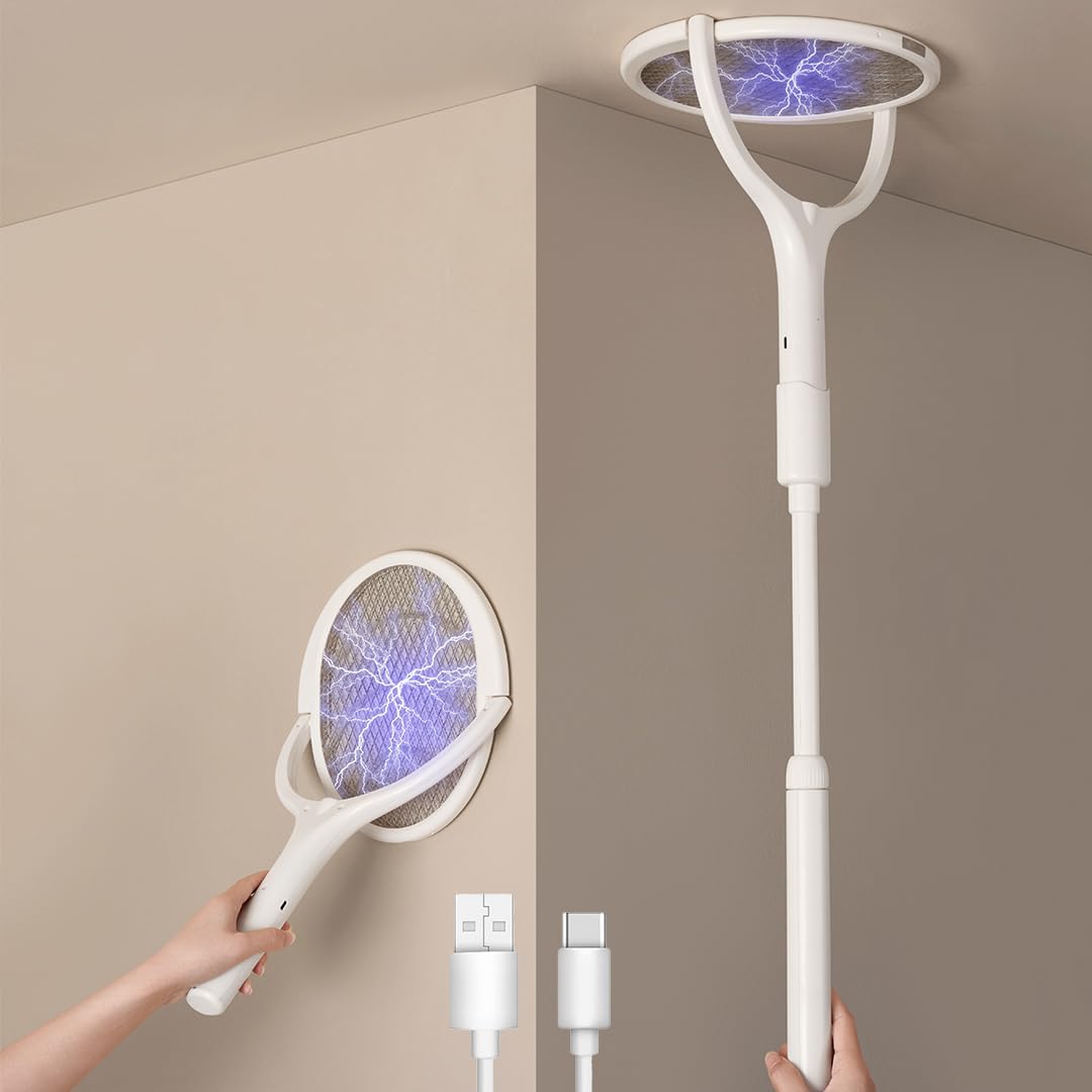 GeckoMan Electric Racket Insects Racket Mosquito Electric Fly | Telescopic Exten