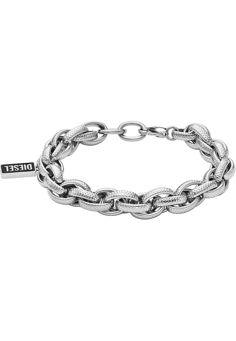 Diesel Bracelet homme en acier inoxydable avec fermoir mousqueton