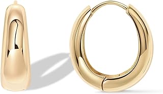PAVOI 14K Gold Plated Sterling Silver Post Small Chunky Hoops Earrings | Thick Lightweight Gold Hoop Earrings for Women