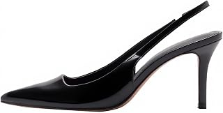 YIYA Women's Burgundy Cherry Red Slingback Heels Closed Pointed Toe Stiletto Kitten High Heels Backless Slip On Heeled Dark Red Pumps Fall Summer Dress Shoes