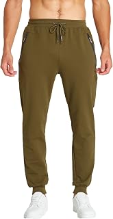 Tansozer Mens Joggers Slim Fit Tracksuit Bottoms Zip Pockets