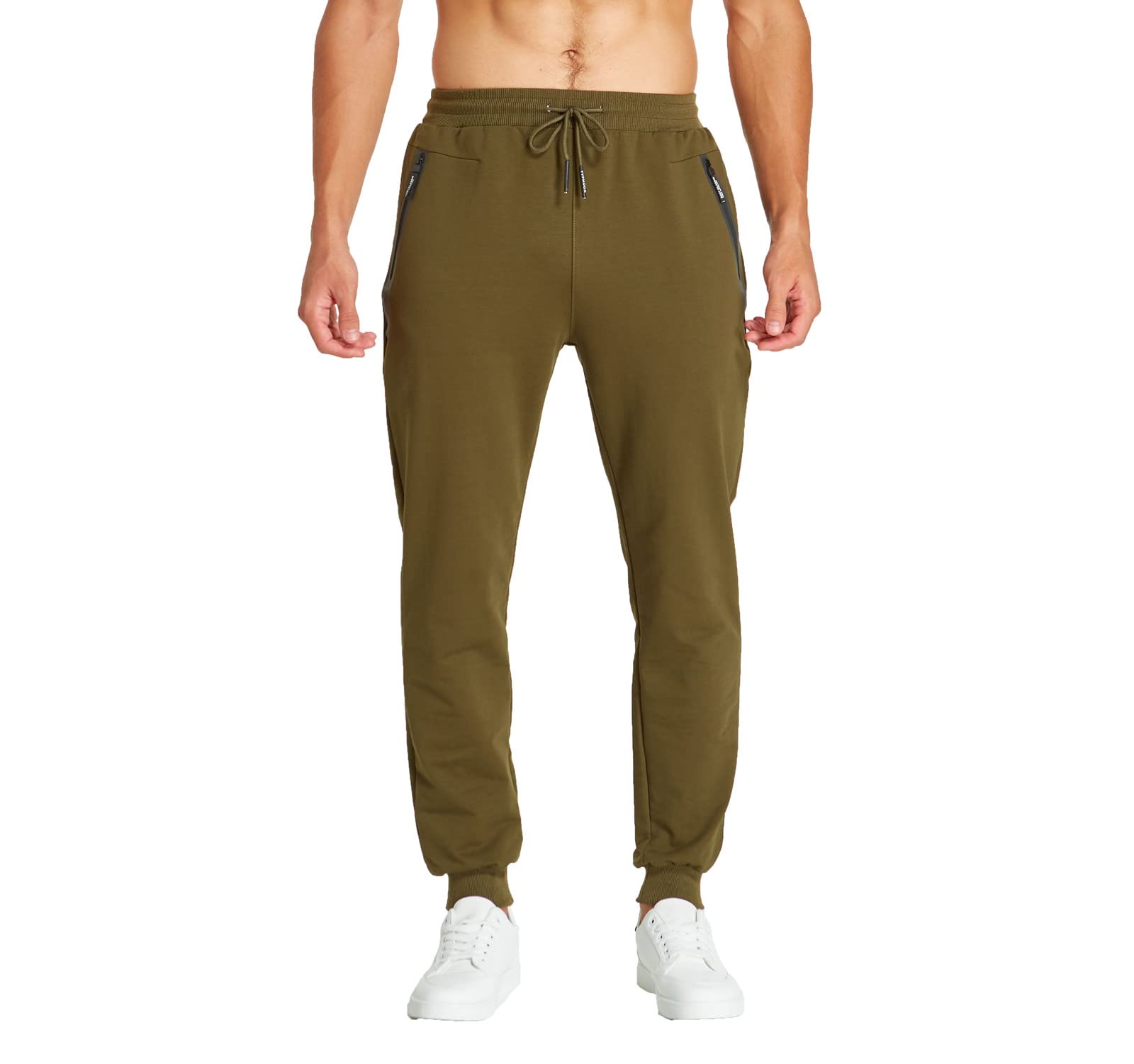 Tansozer Mens Joggers Slim Fit Tracksuit Bottoms Zip Pockets